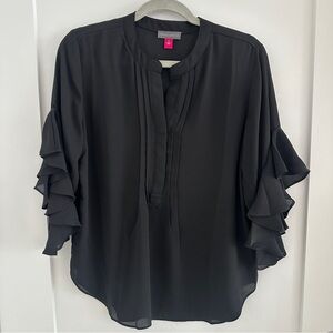 Vince Camuto Black Ruffled 3/4 Sleeve Blouse (NWT)